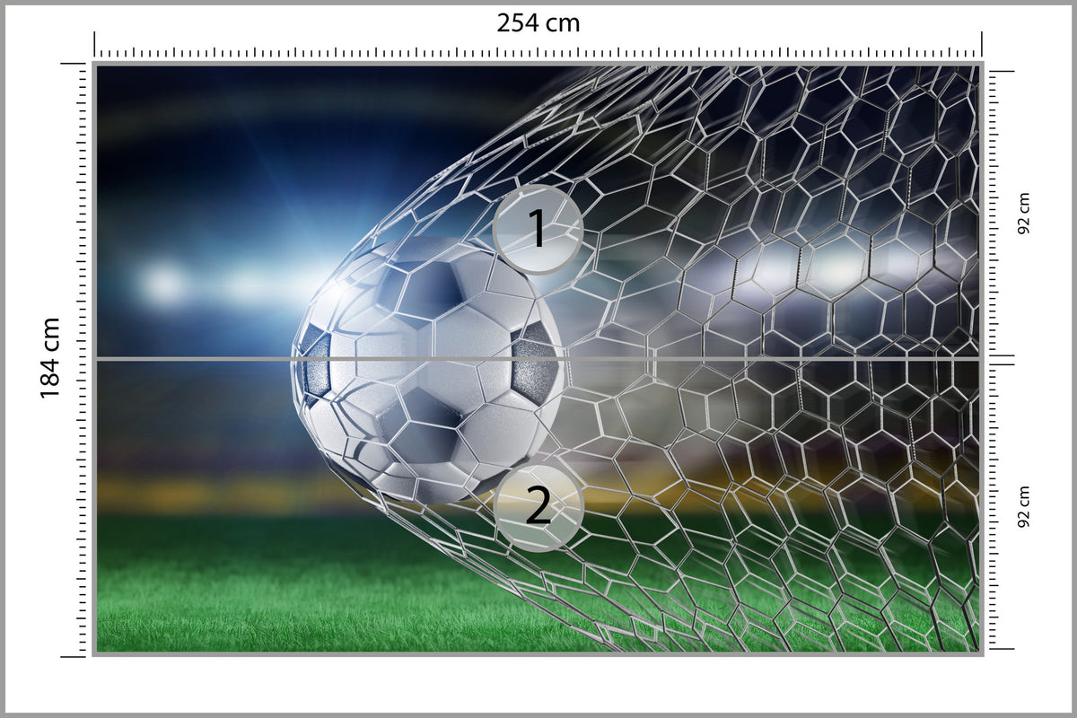 Fototapeta Piłka Nożna Gol 3D 254 × 184 cm – podgląd kadru