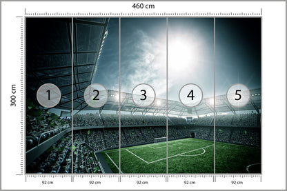Fototapeta Stadion Piłka Nożna Nocą 460 × 300 cm – podgląd kadru