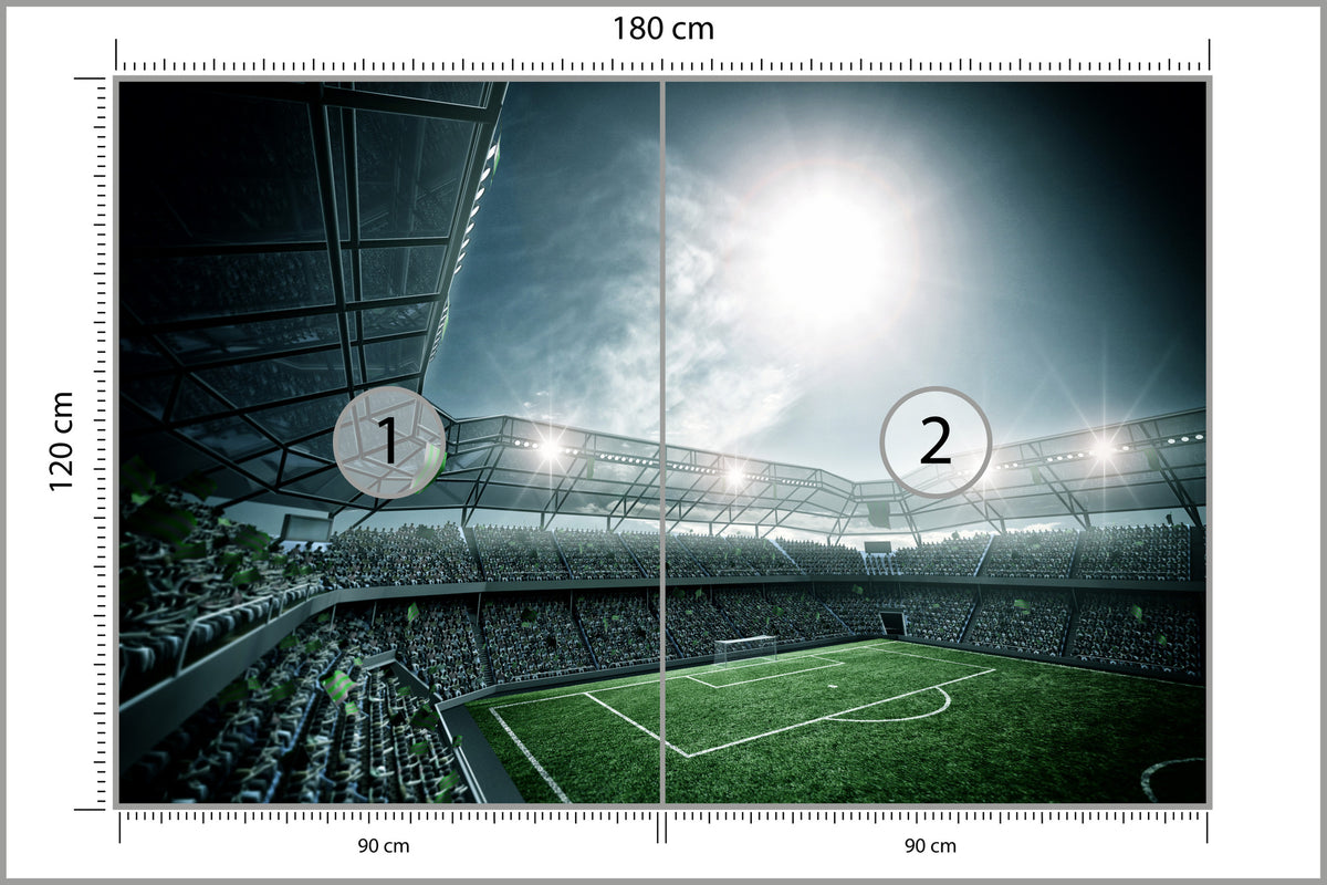 Fototapeta Stadion Piłka Nożna Nocą 180 × 120 cm – podgląd kadru