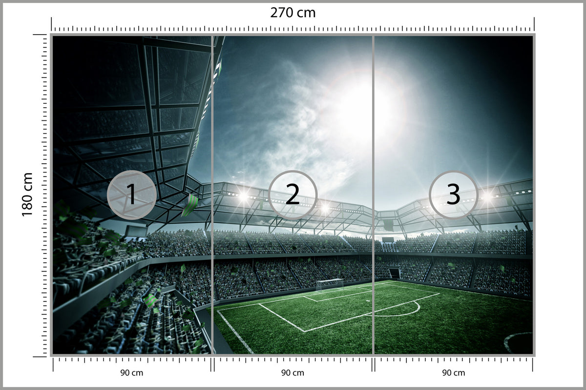 Fototapeta Stadion Piłka Nożna Nocą 270 × 180 cm – podgląd kadru