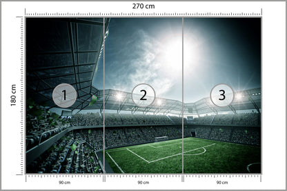 Fototapeta Stadion Piłka Nożna Nocą 270 × 180 cm – podgląd kadru