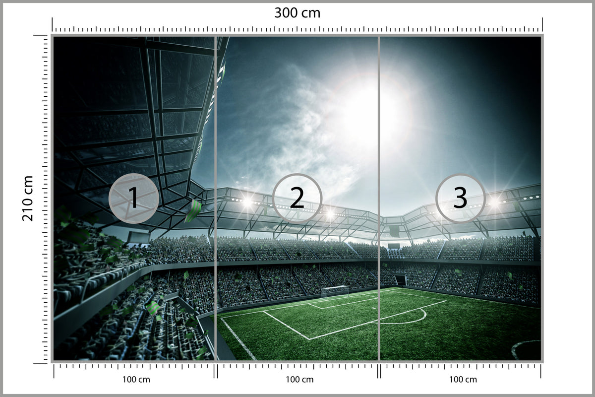 Fototapeta Stadion Piłka Nożna Nocą 300 × 210 cm – podgląd kadru
