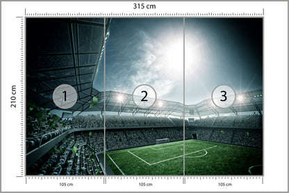 Fototapeta Stadion Piłka Nożna Nocą 315 × 210 cm – podgląd kadru