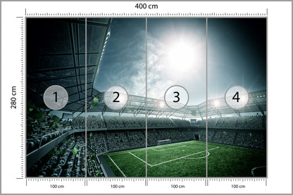 Fototapeta Stadion Piłka Nożna Nocą 400 × 280 cm – podgląd kadru