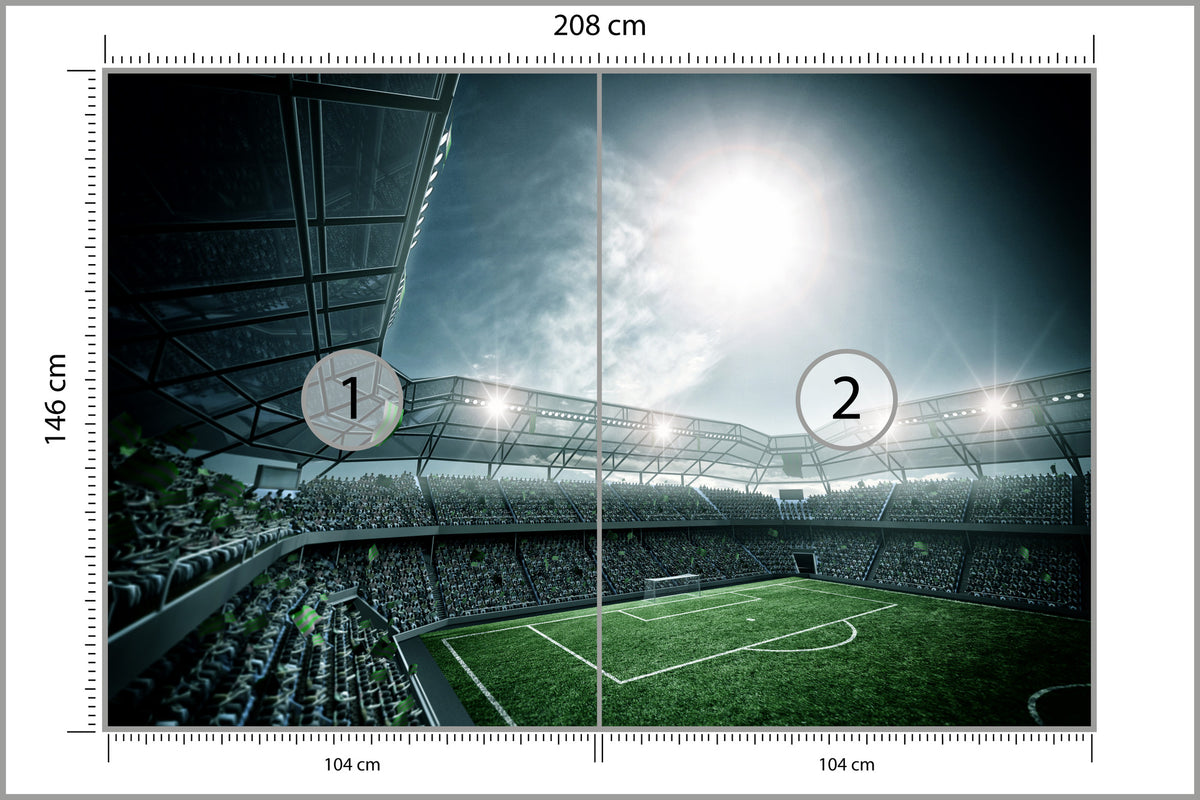 Fototapeta Stadion Piłka Nożna Nocą 208 × 146 cm – podgląd kadru