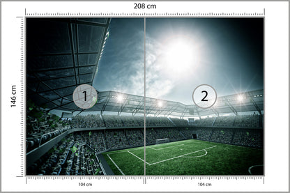 Fototapeta Stadion Piłka Nożna Nocą 208 × 146 cm – podgląd kadru
