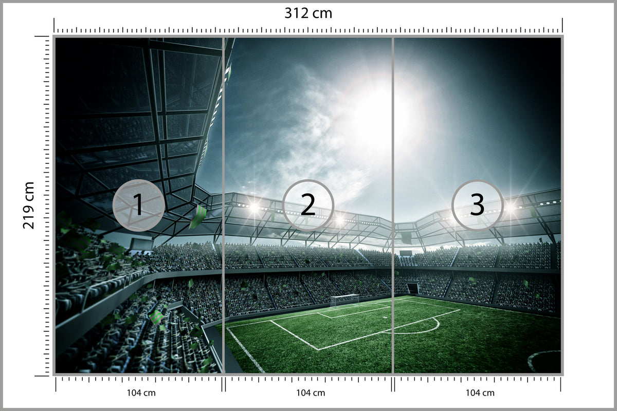 Fototapeta Stadion Piłka Nożna Nocą 312 × 219 cm – podgląd kadru