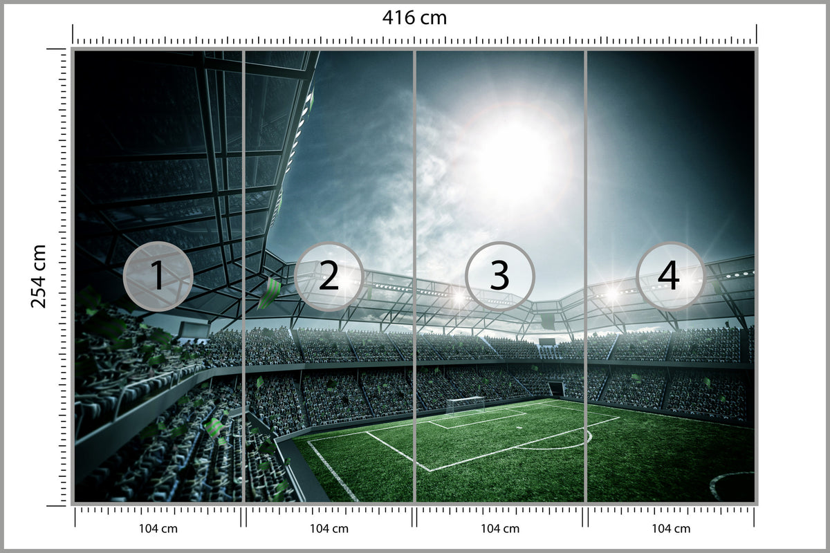 Fototapeta Stadion Piłka Nożna Nocą 416 × 254 cm – podgląd kadru