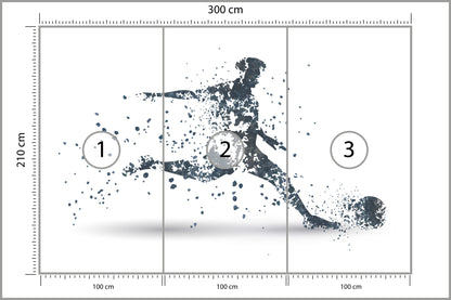 Fototapeta Piłkarz W Odcieniach Szarości 300 × 210 cm – podgląd kadru