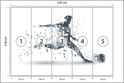 Fototapeta Piłkarz W Odcieniach Szarości 520 × 318 cm – podgląd kadru