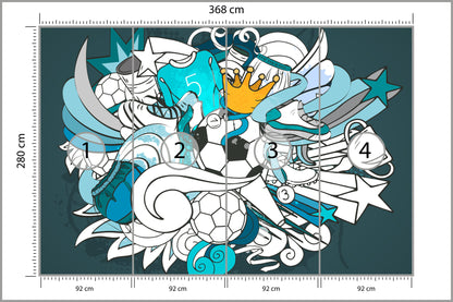 Fototapeta Piłka Nożna Graffiti 368 × 280 cm – podgląd kadru