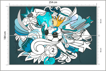 Fototapeta Piłka Nożna Graffiti 254 × 184 cm – podgląd kadru