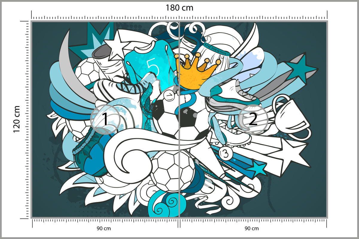 Fototapeta Piłka Nożna Graffiti 180 × 120 cm – podgląd kadru