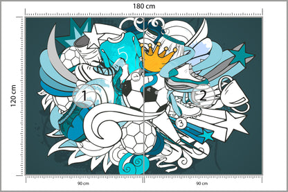 Fototapeta Piłka Nożna Graffiti 180 × 120 cm – podgląd kadru