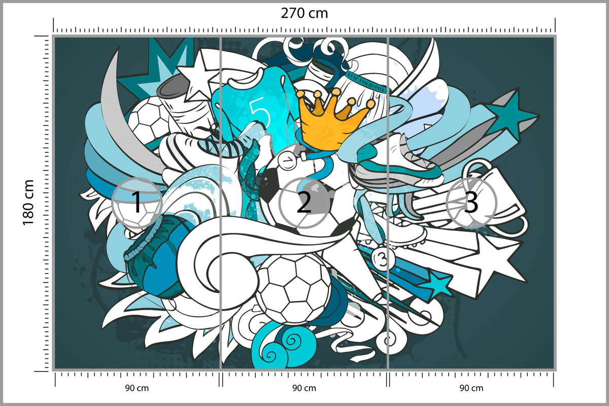 Fototapeta Piłka Nożna Graffiti 270 × 180 cm – podgląd kadru