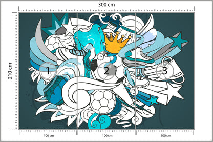 Fototapeta Piłka Nożna Graffiti 300 × 210 cm – podgląd kadru