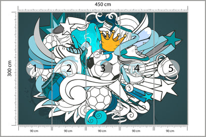 Fototapeta Piłka Nożna Graffiti 450 × 300 cm – podgląd kadru