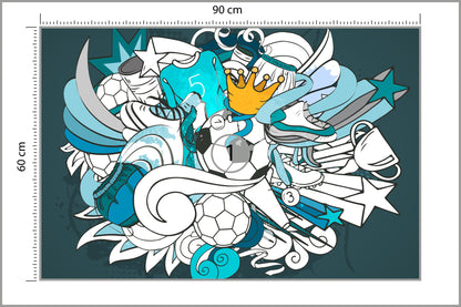 Fototapeta Piłka Nożna Graffiti 90 × 60 cm – podgląd kadru