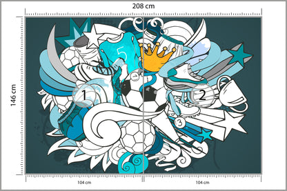 Fototapeta Piłka Nożna Graffiti 208 × 146 cm – podgląd kadru