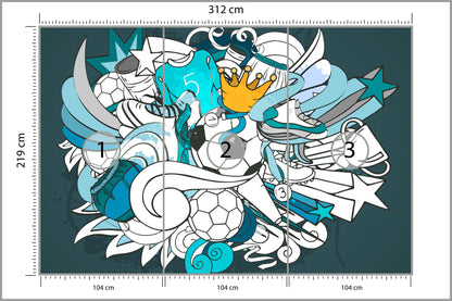 Fototapeta Piłka Nożna Graffiti 312 × 219 cm – podgląd kadru