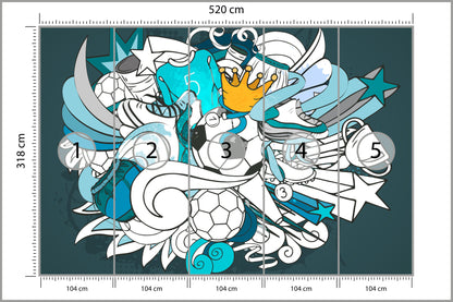 Fototapeta Piłka Nożna Graffiti 520 × 318 cm – podgląd kadru