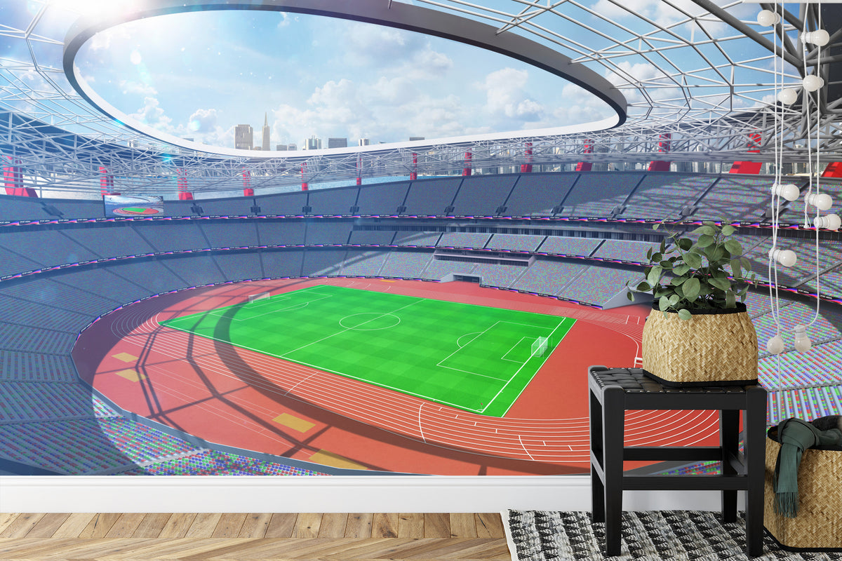 Fototapeta Stadion Piłka Nożna Z Bieżnią – aranżacja wnętrza