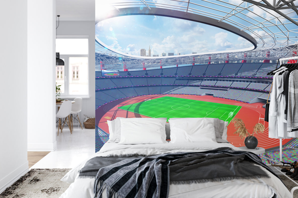 Fototapeta Stadion Piłka Nożna Z Bieżnią – aranżacja wnętrza