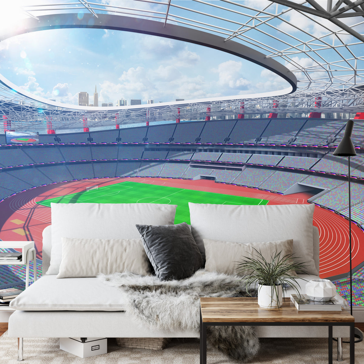Fototapeta Stadion Piłka Nożna Z Bieżnią – aranżacja wnętrza