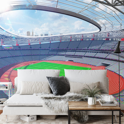 Fototapeta Stadion Piłka Nożna Z Bieżnią – aranżacja wnętrza