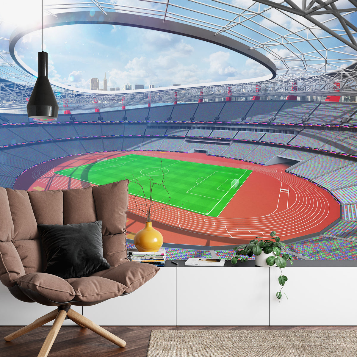 Fototapeta Stadion Piłka Nożna Z Bieżnią – aranżacja wnętrza