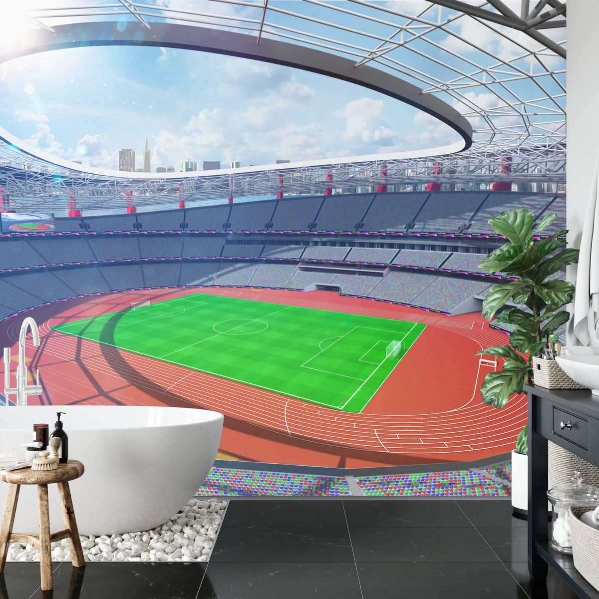 Fototapeta Stadion Piłka Nożna Z Bieżnią – aranżacja wnętrza