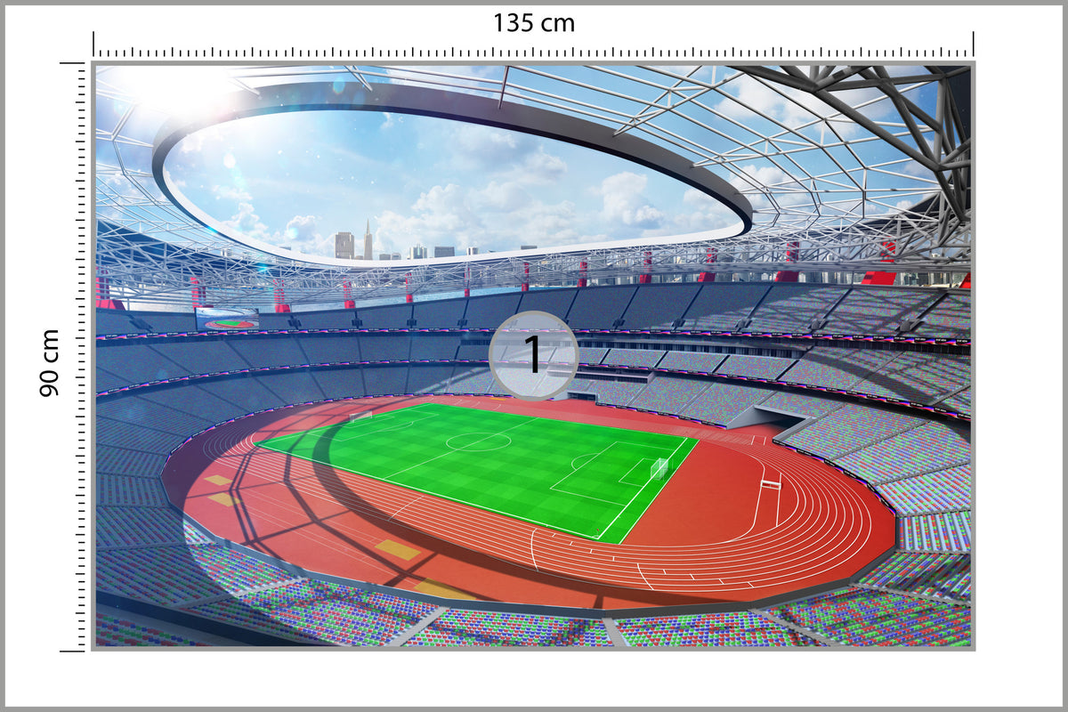 Fototapeta Stadion Piłka Nożna Z Bieżnią 135 × 90 cm – podgląd kadru