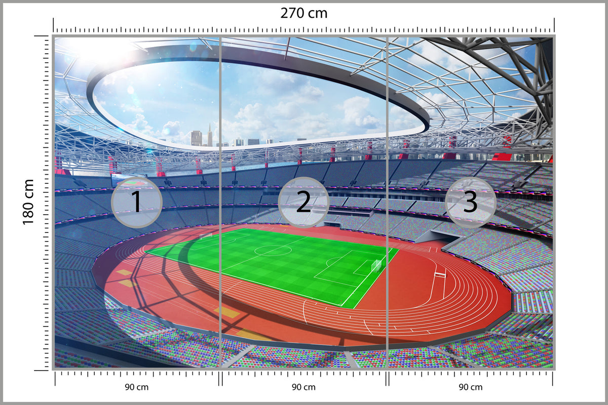 Fototapeta Stadion Piłka Nożna Z Bieżnią 270 × 180 cm – podgląd kadru