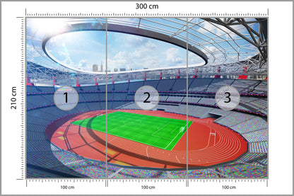 Fototapeta Stadion Piłka Nożna Z Bieżnią 300 × 210 cm – podgląd kadru