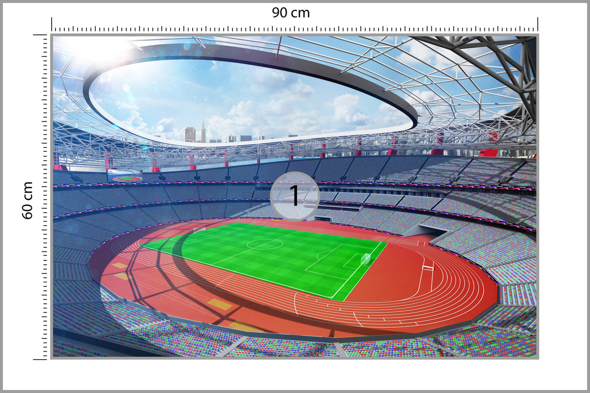 Fototapeta Stadion Piłka Nożna Z Bieżnią 90 × 60 cm – podgląd kadru