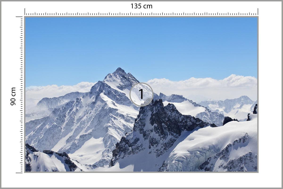 Fototapeta Zima W Górach Ośnieżone Szczyty 135 × 90 cm – podgląd kadru