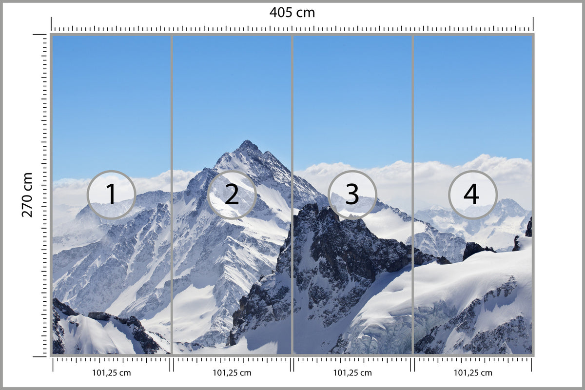 Fototapeta Zima W Górach Ośnieżone Szczyty 405 × 270 cm – podgląd kadru
