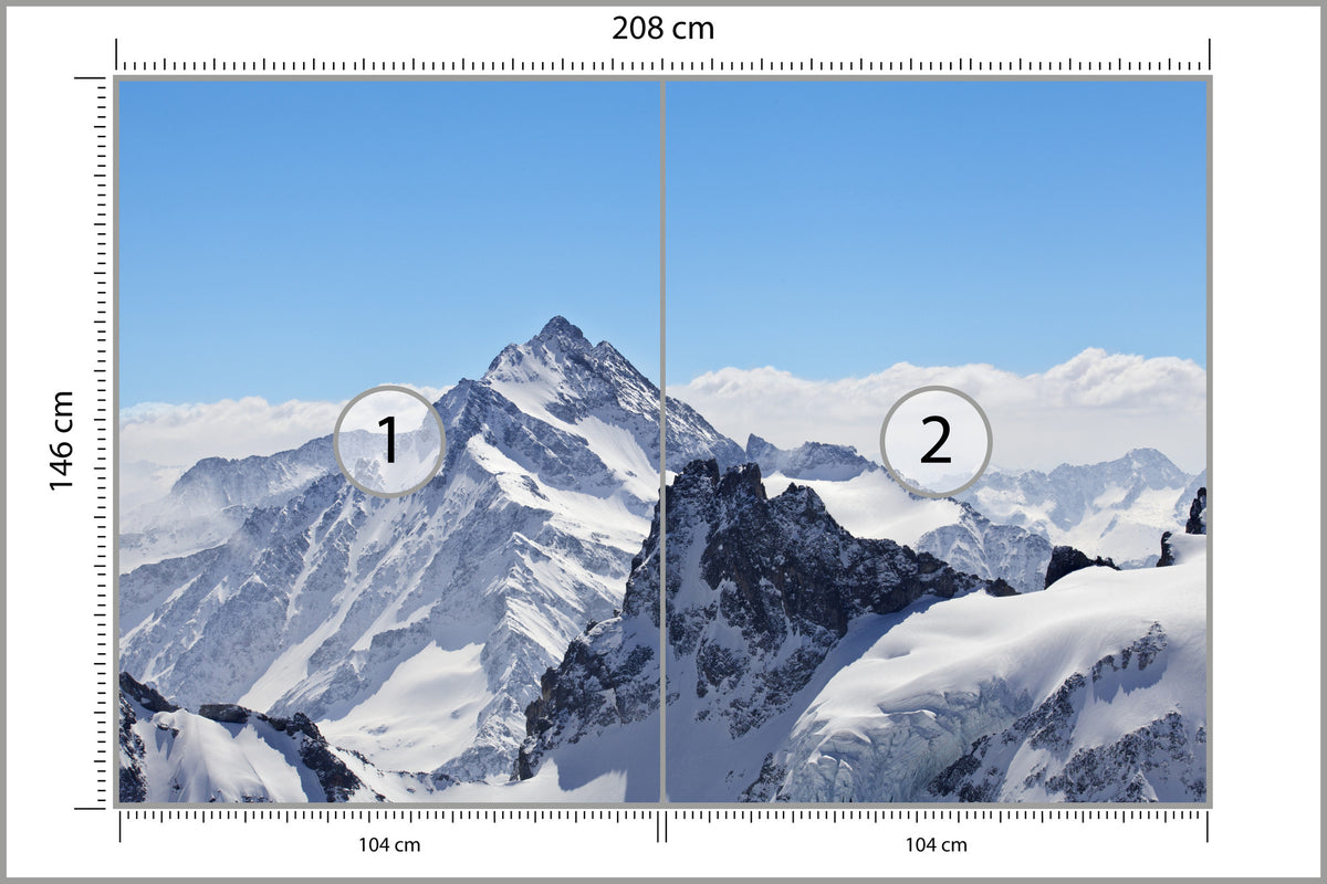 Fototapeta Zima W Górach Ośnieżone Szczyty 208 × 146 cm – podgląd kadru