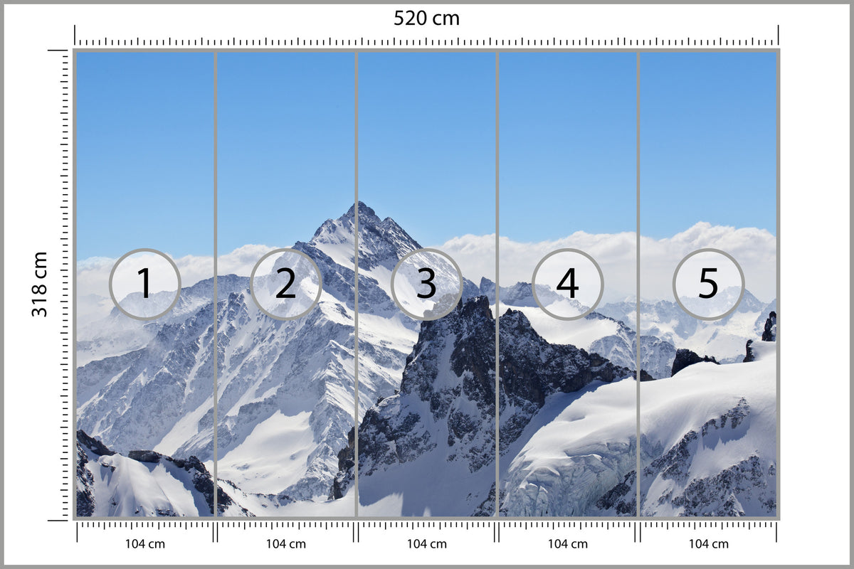 Fototapeta Zima W Górach Ośnieżone Szczyty 520 × 318 cm – podgląd kadru