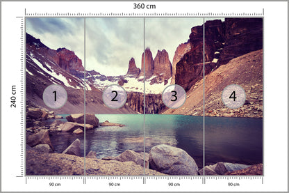 Fototapeta Jezioro W Górach O Wschodzie Słońca 360 × 240 cm – podgląd kadru