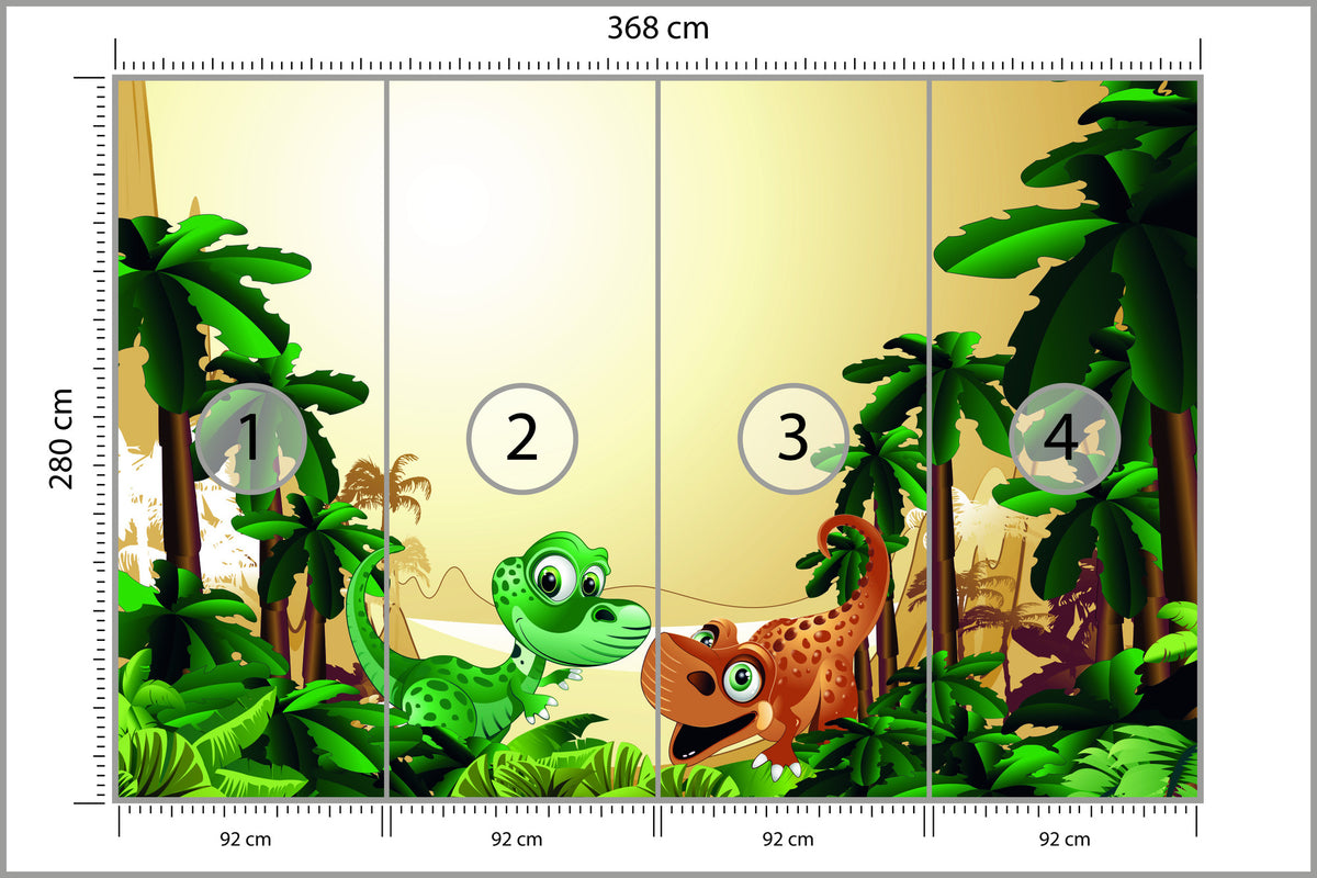 Fototapeta Dla Dzieci - Dinozaury 368 × 280 cm – podgląd kadru
