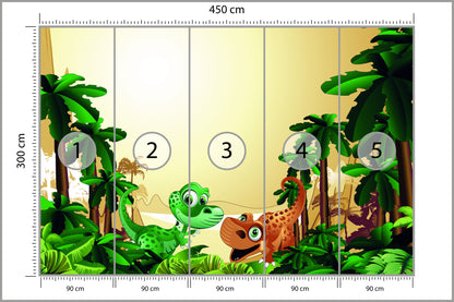 Fototapeta Dla Dzieci - Dinozaury 450 × 300 cm – podgląd kadru