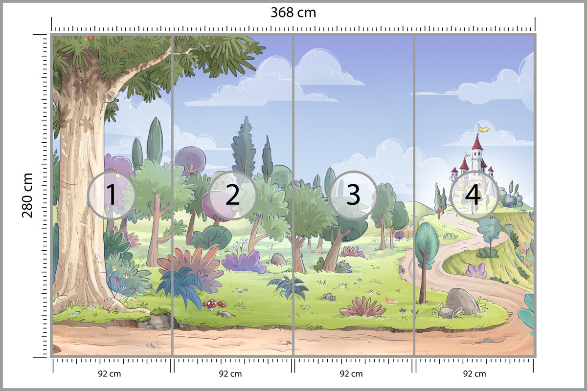 Fototapeta Dla Dzieci - Zamek W Oddali 368 × 280 cm – podgląd kadru