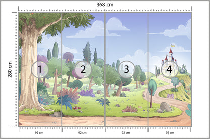 Fototapeta Dla Dzieci - Zamek W Oddali 368 × 280 cm – podgląd kadru