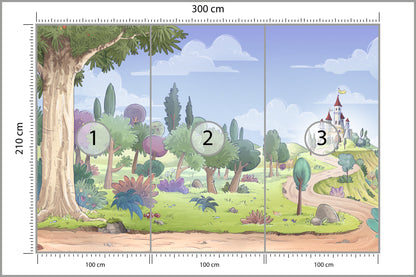 Fototapeta Dla Dzieci - Zamek W Oddali 300 × 210 cm – podgląd kadru
