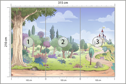 Fototapeta Dla Dzieci - Zamek W Oddali 315 × 210 cm – podgląd kadru