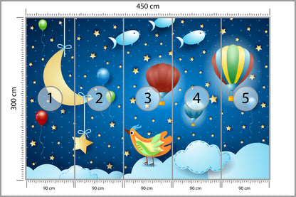 Fototapeta Dla Dzieci - Magiczna Noc 450 × 300 cm – podgląd kadru