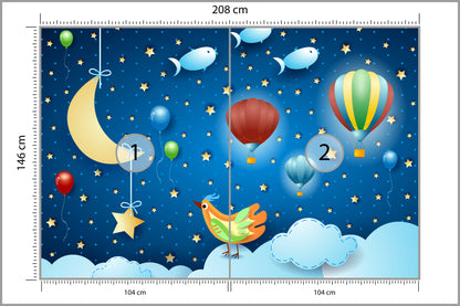Fototapeta Dla Dzieci - Magiczna Noc 208 × 146 cm – podgląd kadru