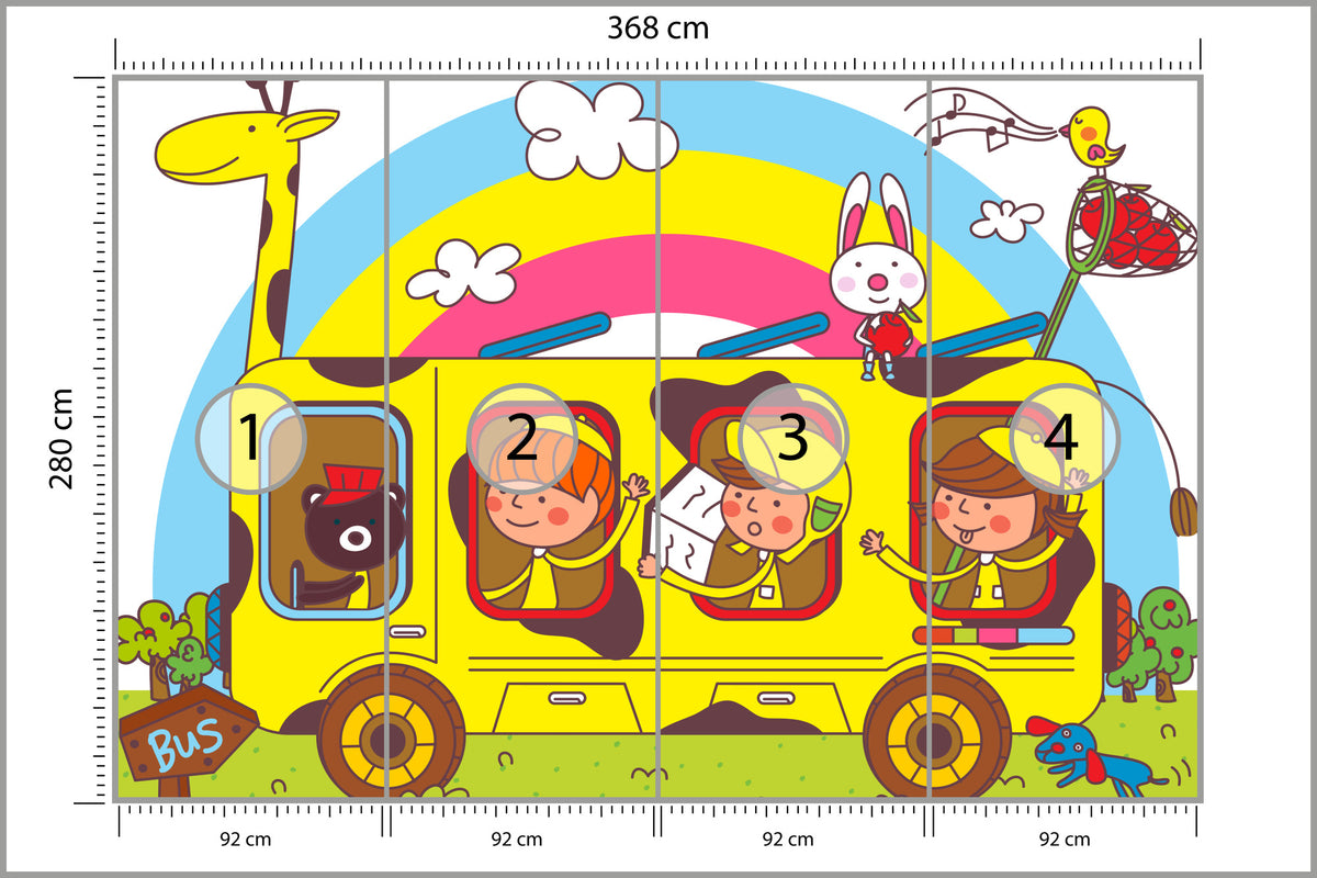 Fototapeta Dla Dzieci - Wycieczka Szkolna 368 × 280 cm – podgląd kadru