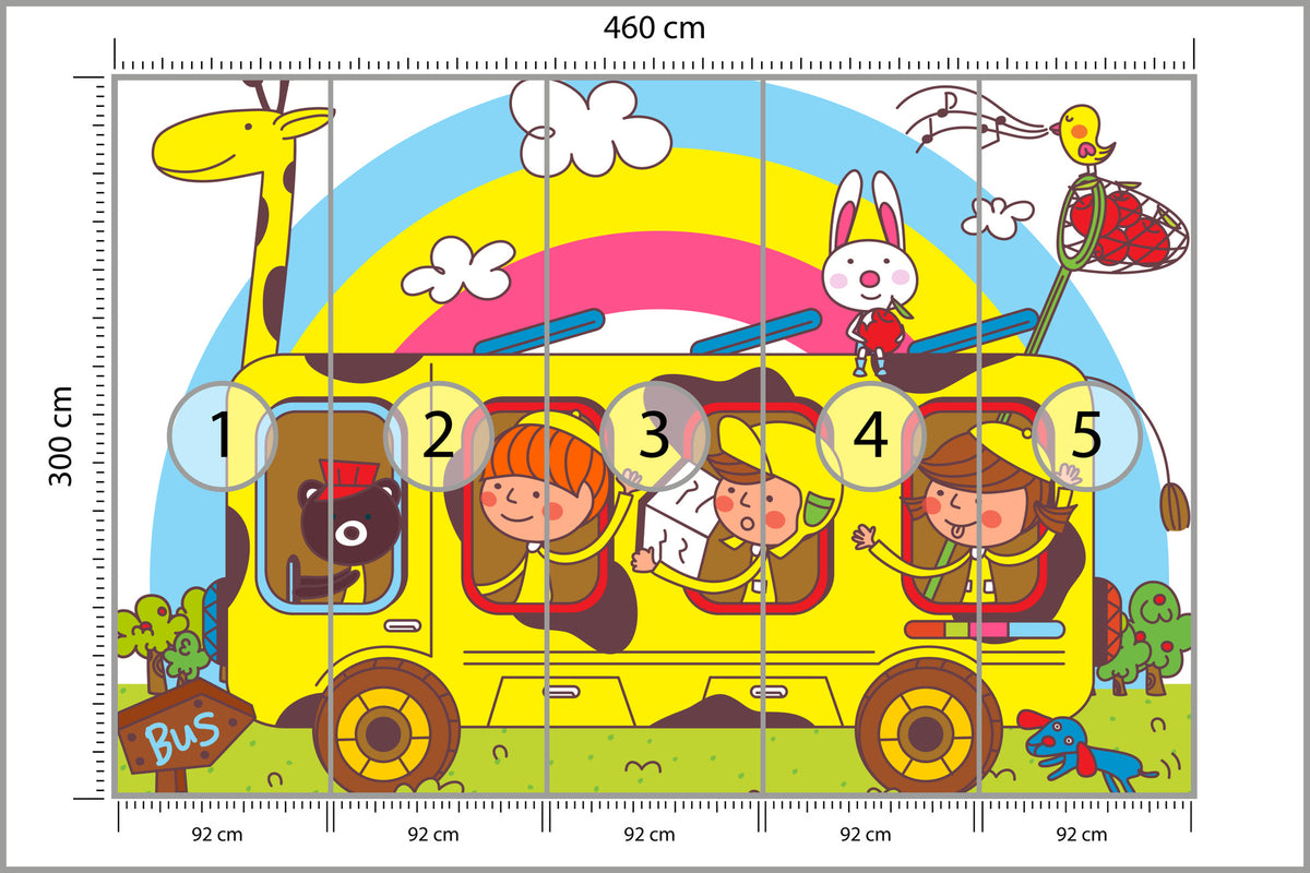 Fototapeta Dla Dzieci - Wycieczka Szkolna 460 × 300 cm – podgląd kadru